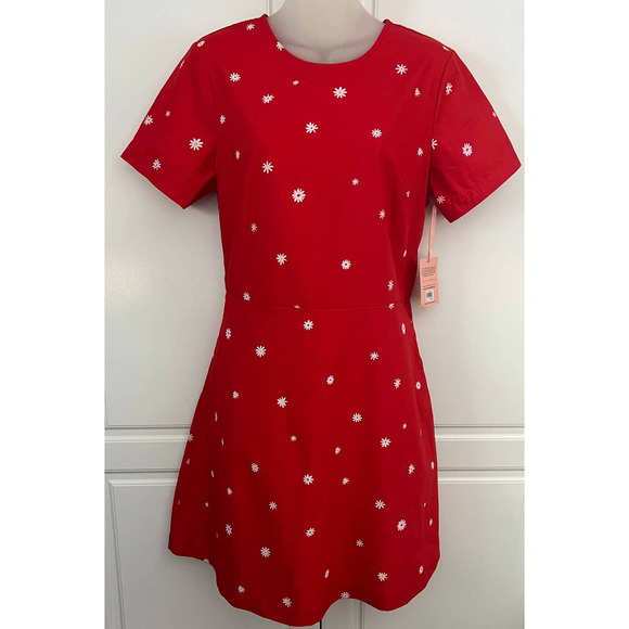 Ban.do Red Dress with Daisies Back Tie Size Small NWT - Picture 1 of 9